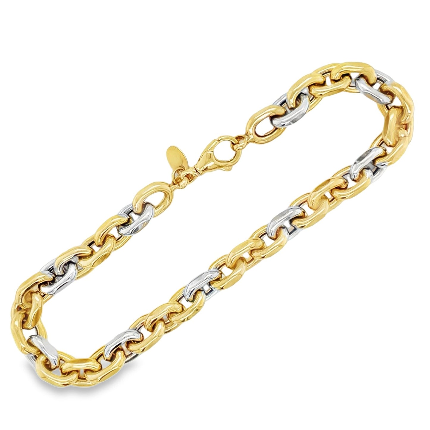 Jai's 14K Two-tone Faceted Cable Chain Bracelet - 9"