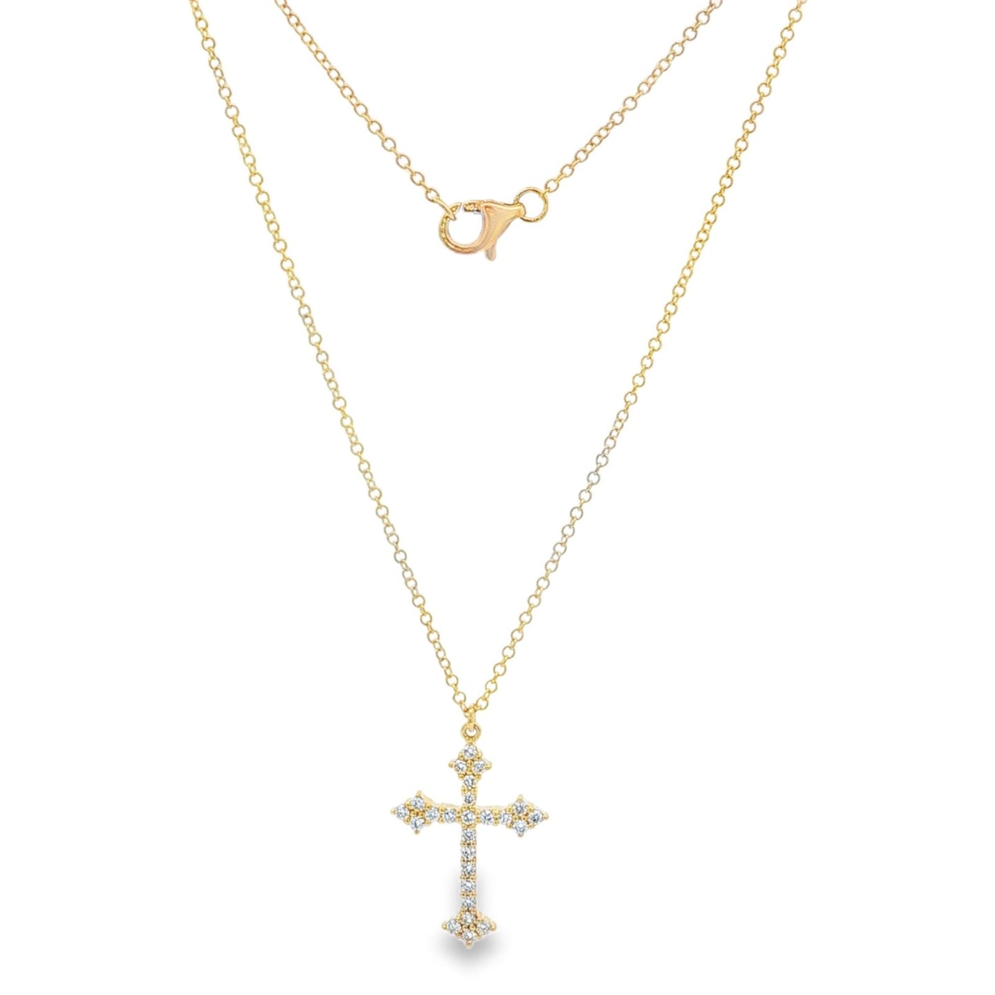 Jai's 14K Yellow Gold Diamond Cross Necklace