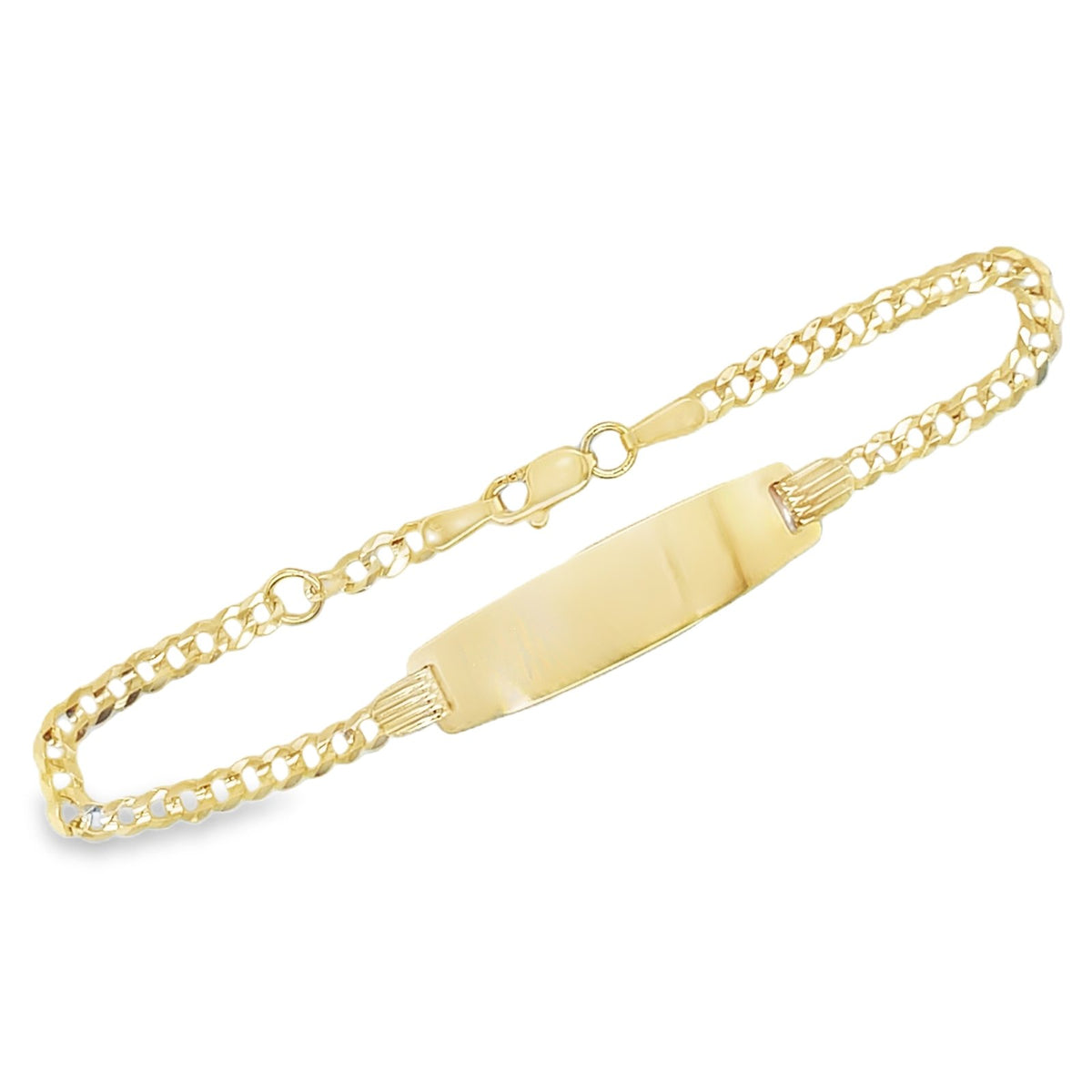 Jai's 14K Yellow Gold Baby Flat Cuban Curb ID Chain Bracelet - 5.5"