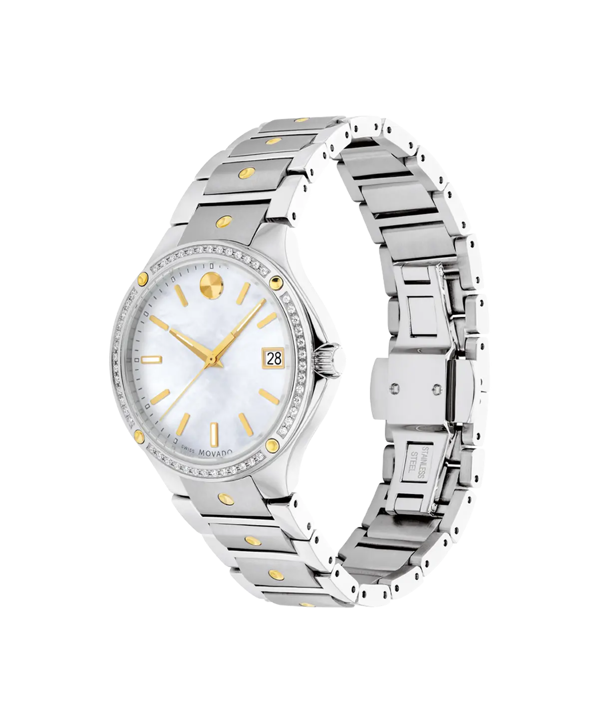 Movado's SE with White Mother-of-Pearl Dial & Diamonds