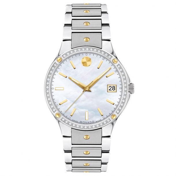 Movado's SE with White Mother-of-Pearl Dial & Diamonds