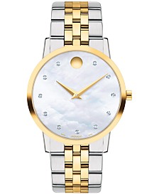 Movado's Museum Classic with Mother-of-Pearl Dial & Diamonds