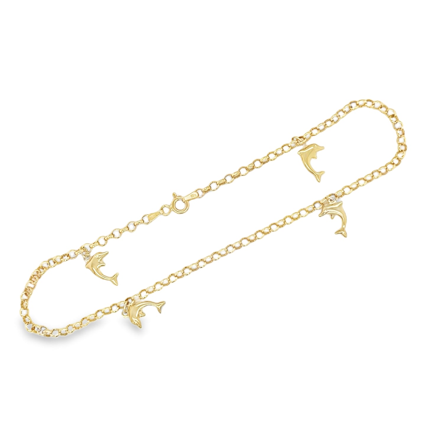 Jai's 14K Yellow Gold Dolphin Anklet - 10"