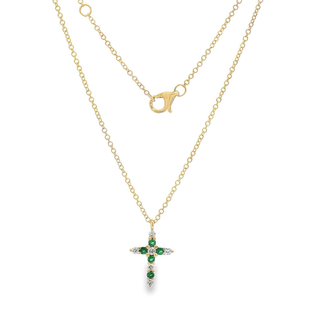 Jai's 14K Yellow Gold Emerald & Diamond Cross Necklace