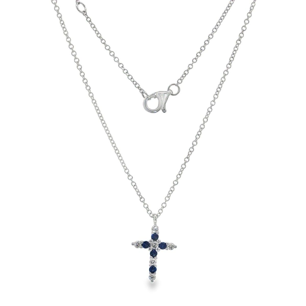 Jai's 14K White Gold Sapphire & Diamond Cross Necklace