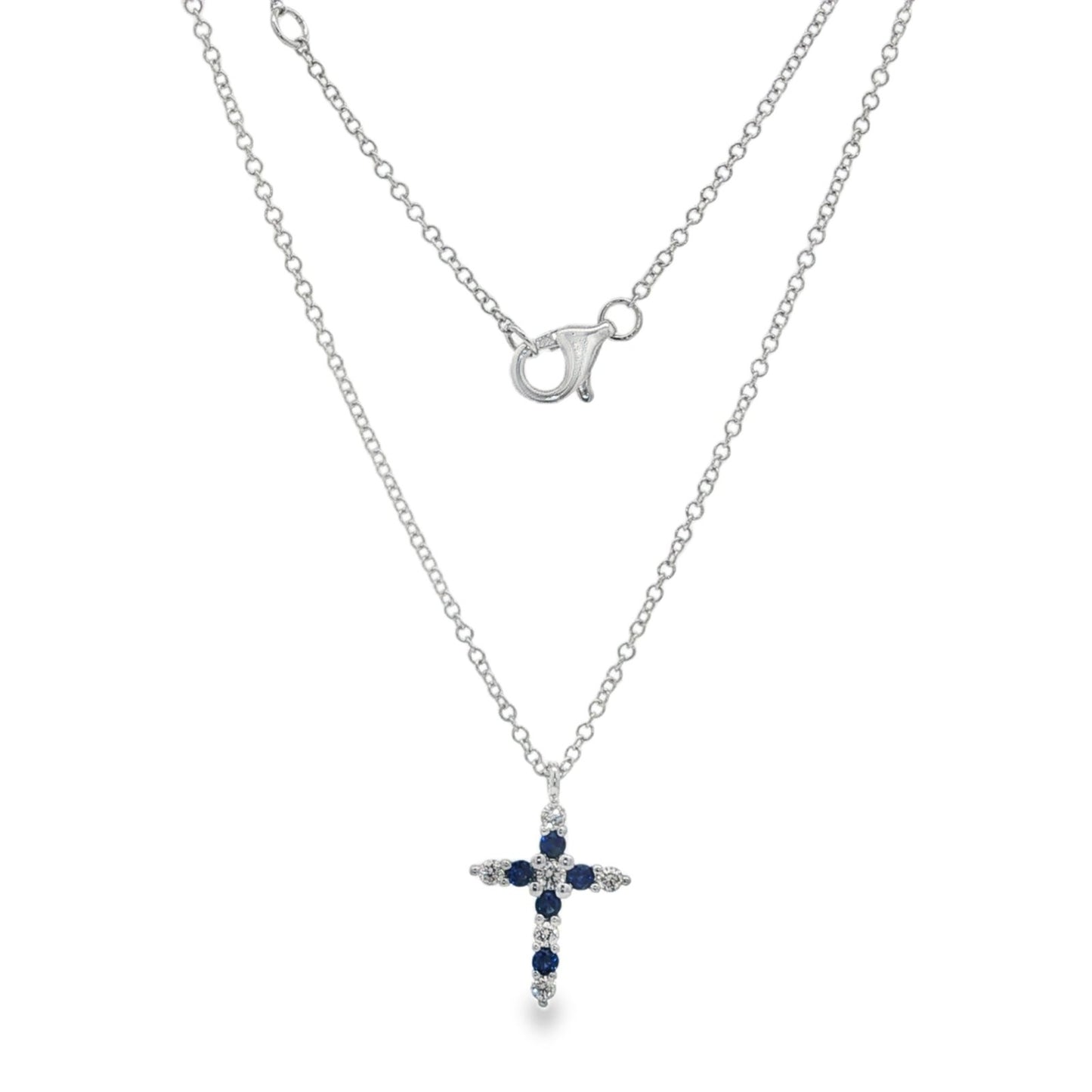 Jai's 14K White Gold Diamond & Sapphire Cross Necklace