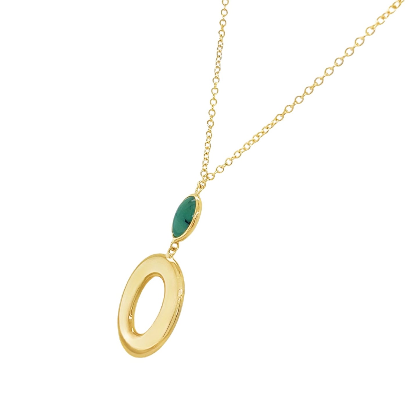 Jai's 18K Yellow Gold Green Gemstone Necklace