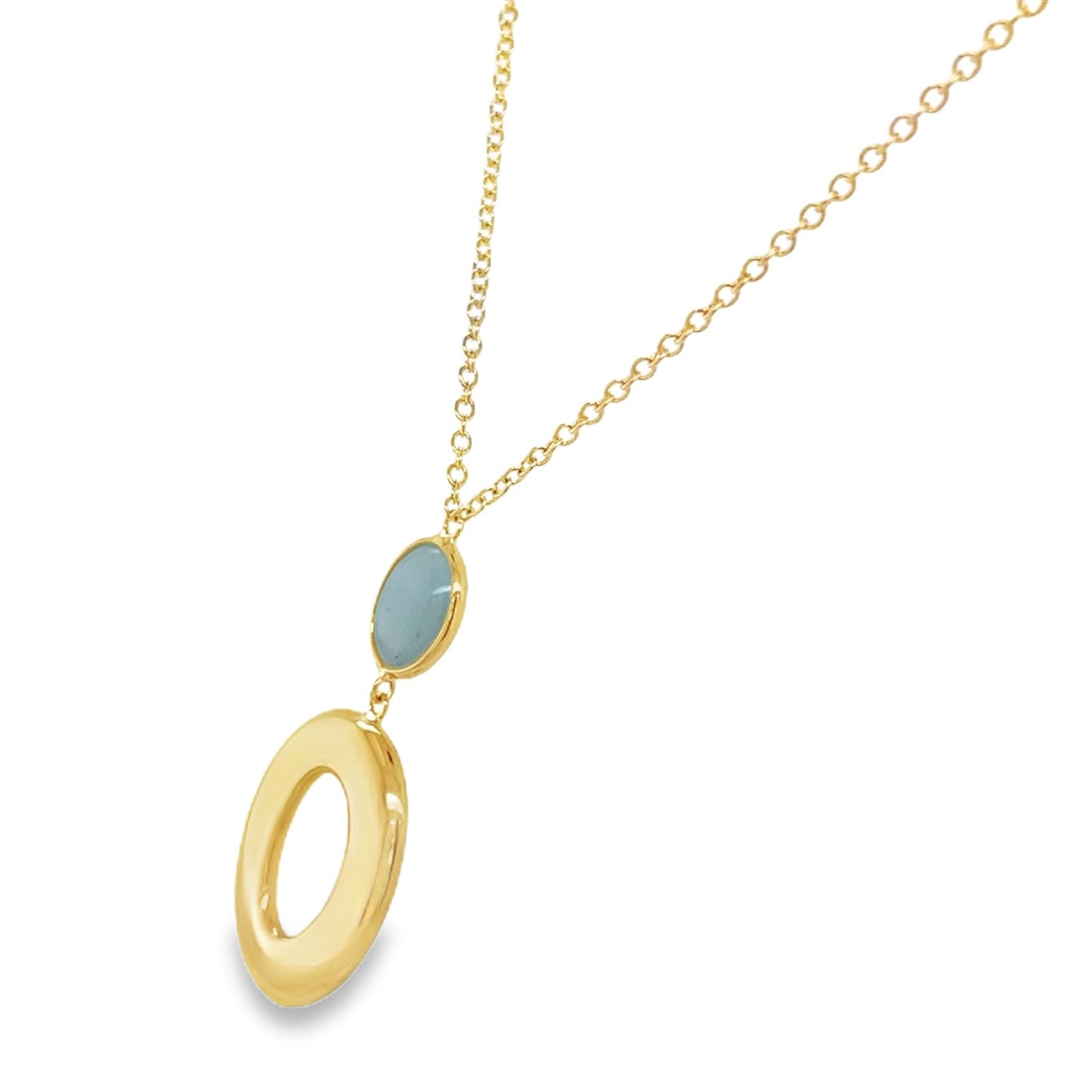 Jai's 18K Yellow Gold Light Blue Gemstone Necklace