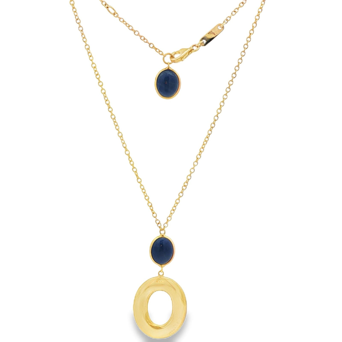 Jai's 18K Yellow Gold Dark Blue Gemstone Necklace