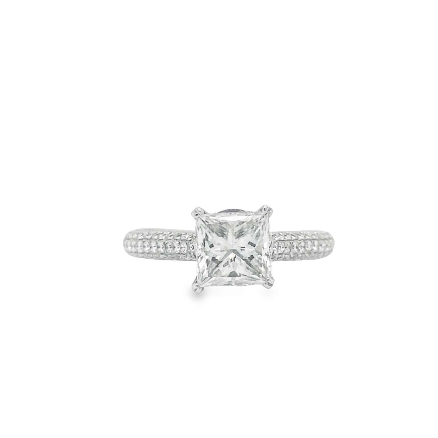 Tacori's 18K White Gold Princess-cut Crescent Diamond Engagement Ring