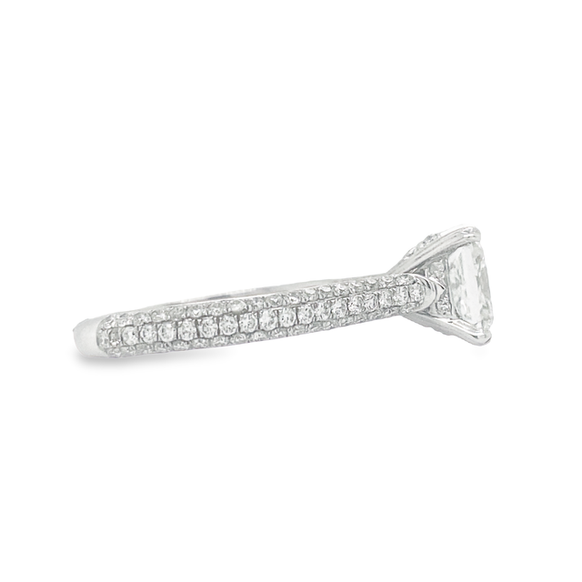 Tacori's 18K White Gold Princess-cut Crescent Diamond Engagement Ring