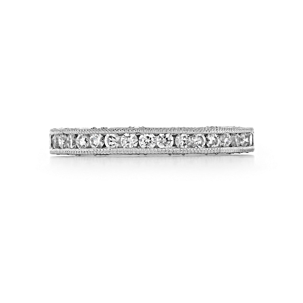 Tacori's 18K White Gold Reverse Crescent Half-way Diamond Wedding Band