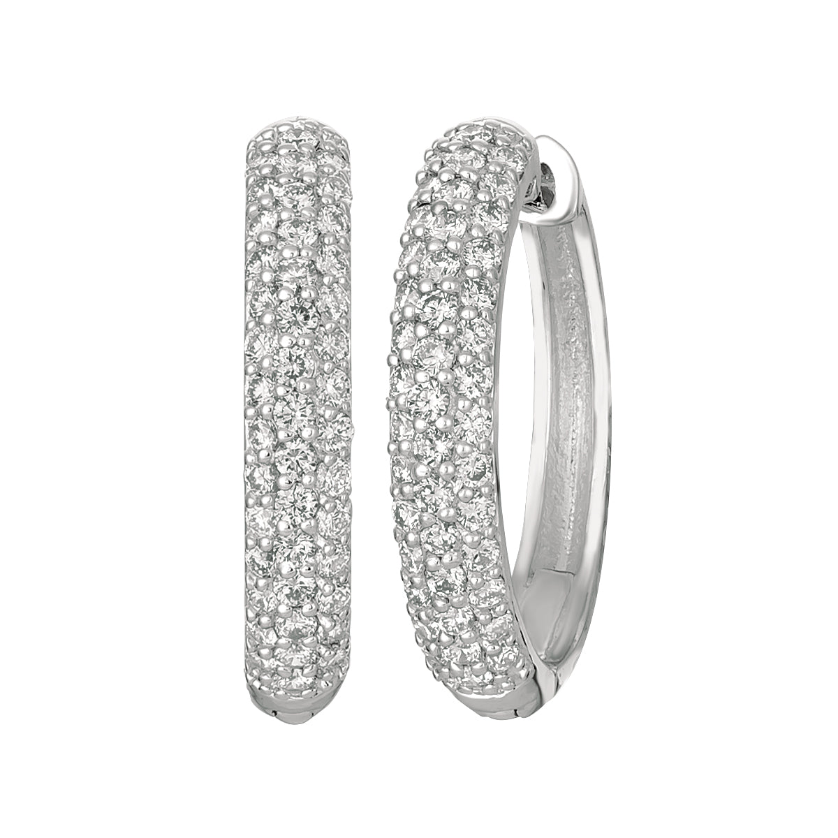 Morris & David's 14K White Gold 0.75-carat Diamond Pave Hoops