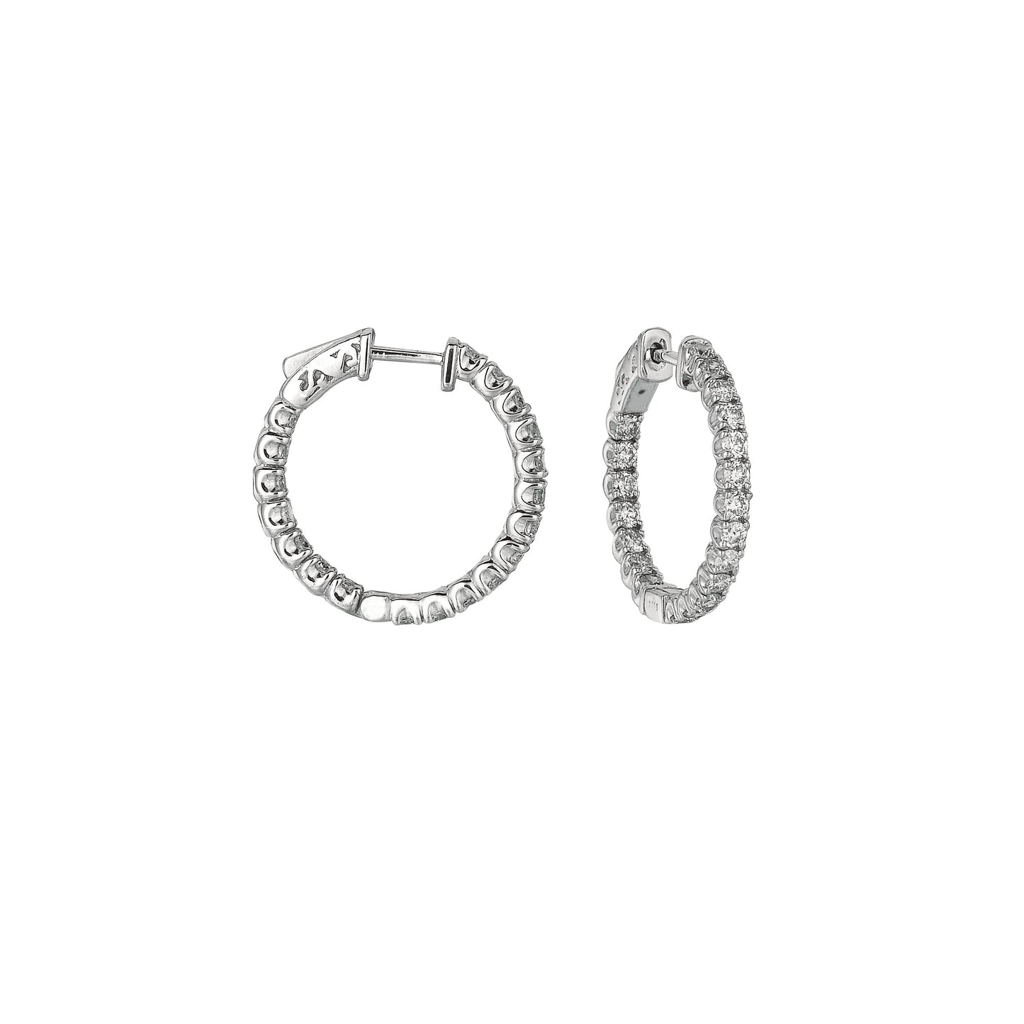 Morris & David's 14K White Gold Petite 2-carat Diamond Inside-out Hoops