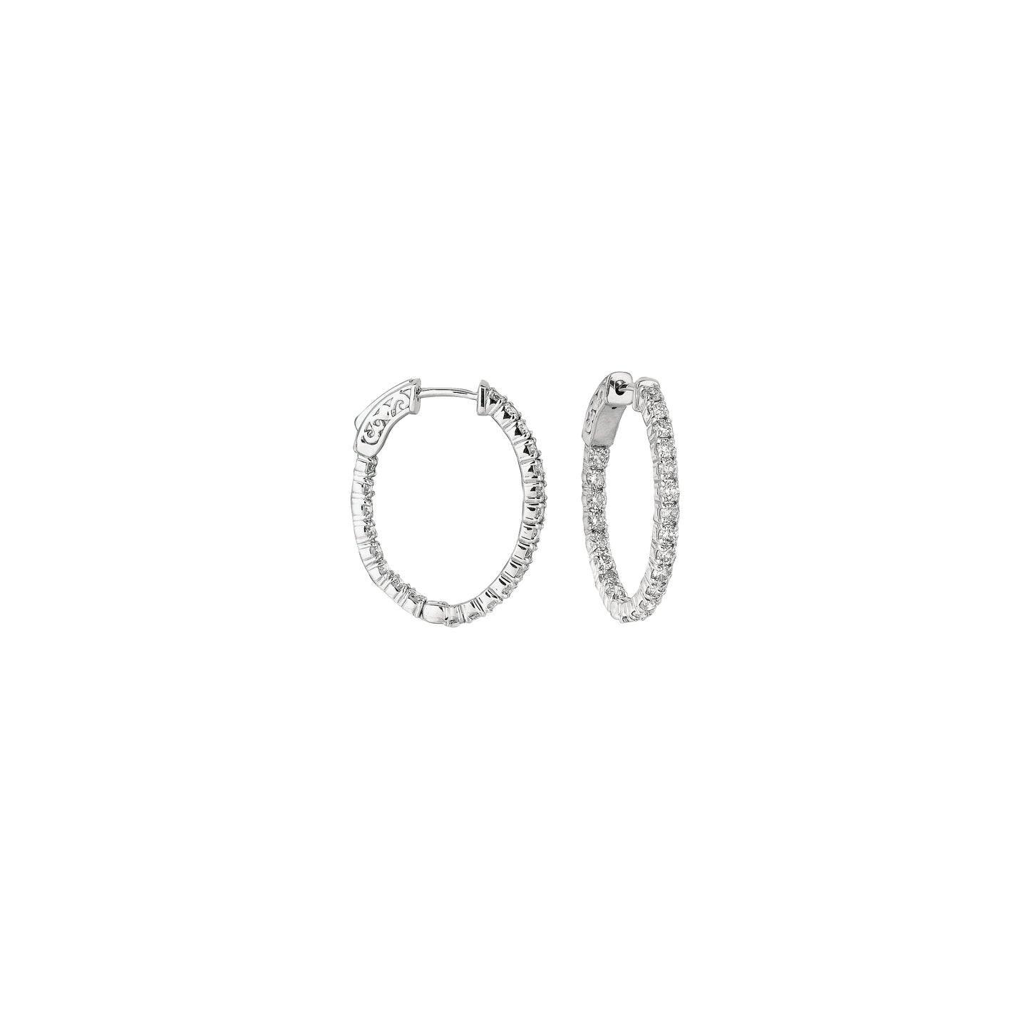 Morris & David's 14K White Gold Petite 3.5-carat Diamond Inside-out Hoops