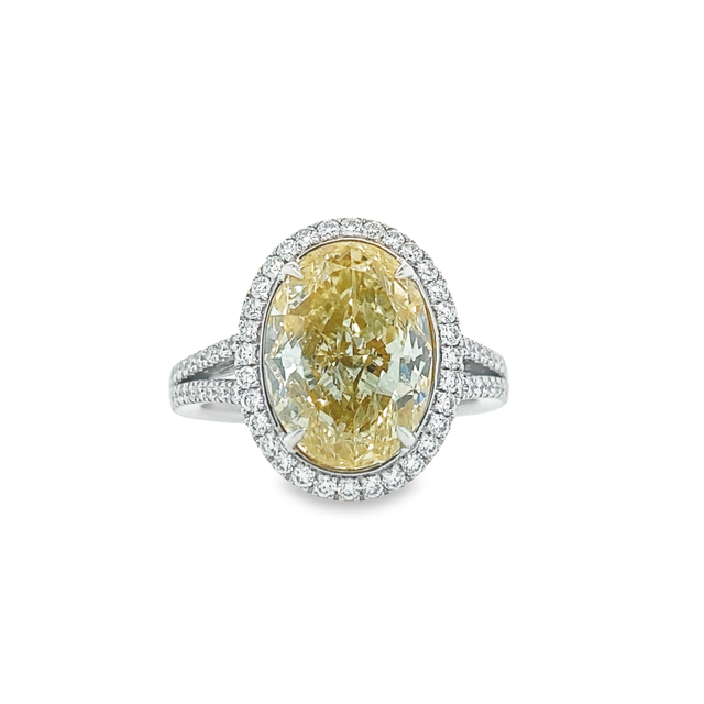 Hans Krieger's 18K White Gold Oval Yellow Diamond Engagement Ring
