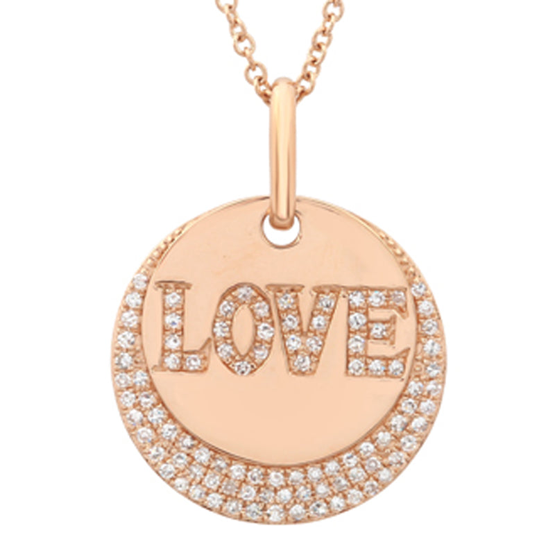 Jai's 14K Rose Gold Diamond Love Necklace - 18"