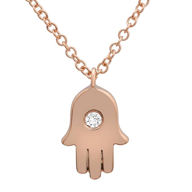 Jai's 14K Rose Gold Diamond Hamsa Hand Necklace - 18"