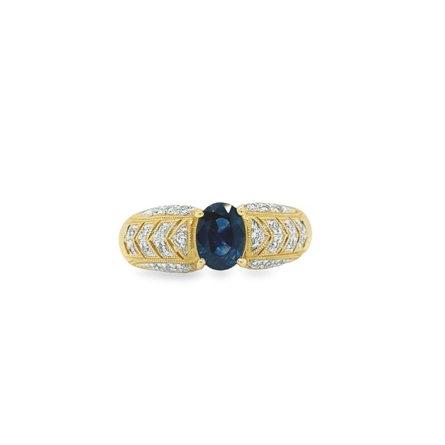 Jai's 14K Yellow Gold Oval Sapphire & Diamond Ring