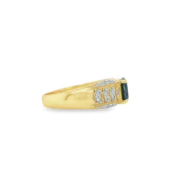 Jai's 14K Yellow Gold Oval Sapphire & Diamond Ring