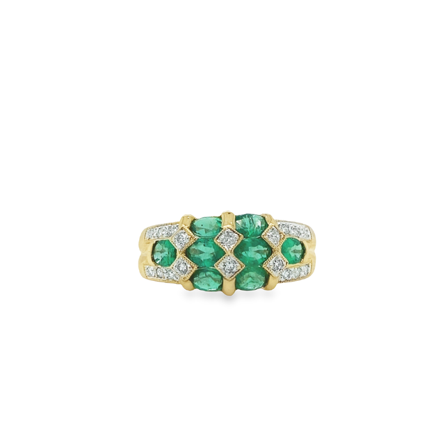 Jai's 14K Yellow Gold Oval Emerald & Diamond Ring