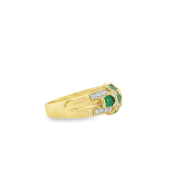 Jai's 14K Yellow Gold Oval Emerald & Diamond Ring