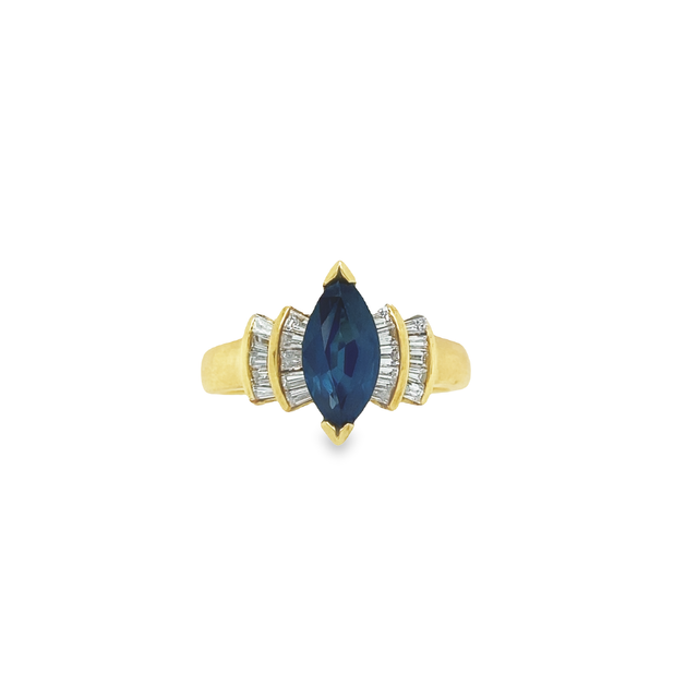 Jai's 14K Yellow Gold Marquise-cut Sapphire & Diamond Ring