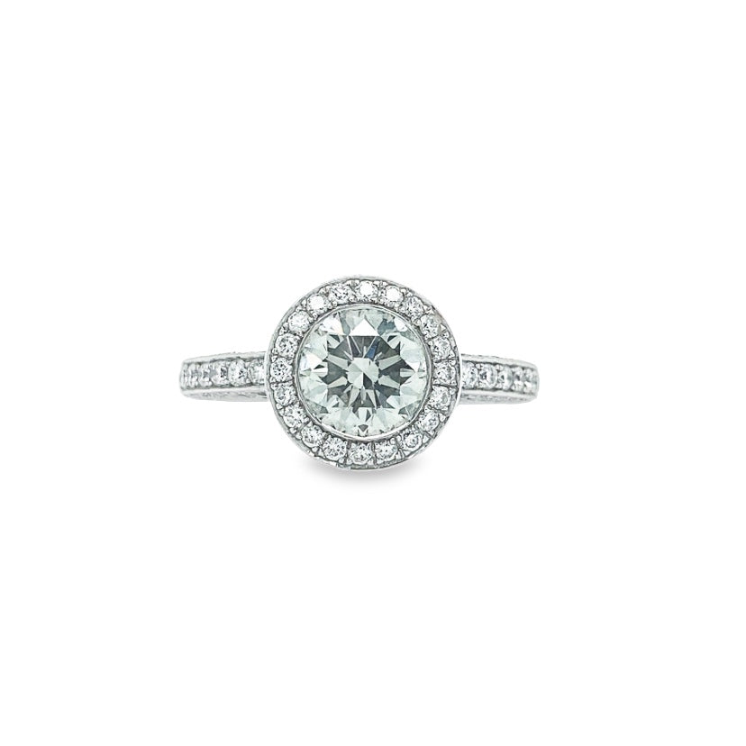 Hans Krieger's 18K White Gold Halo Diamond Engagement Ring