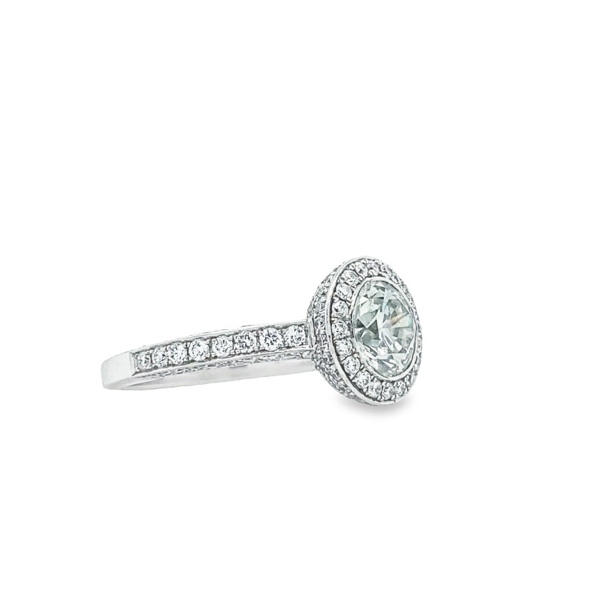 Hans Krieger's 18K White Gold Halo Diamond Engagement Ring