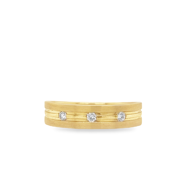 Jai's 14K Yellow Gold Tri-diamond Wedding Band