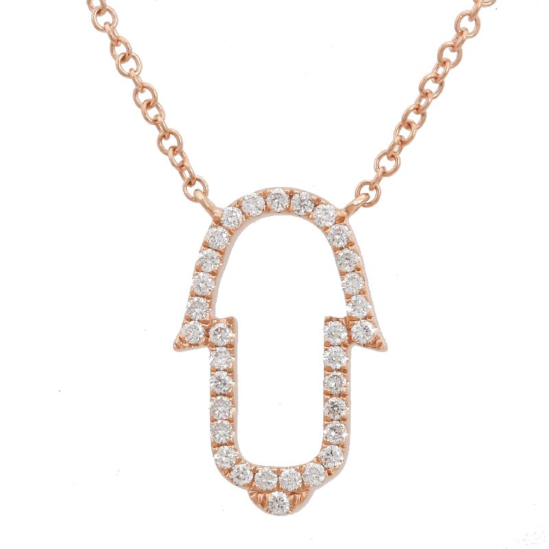 Jai's 14K Rose Gold Diamond Hamsa Hand Necklace - 18"