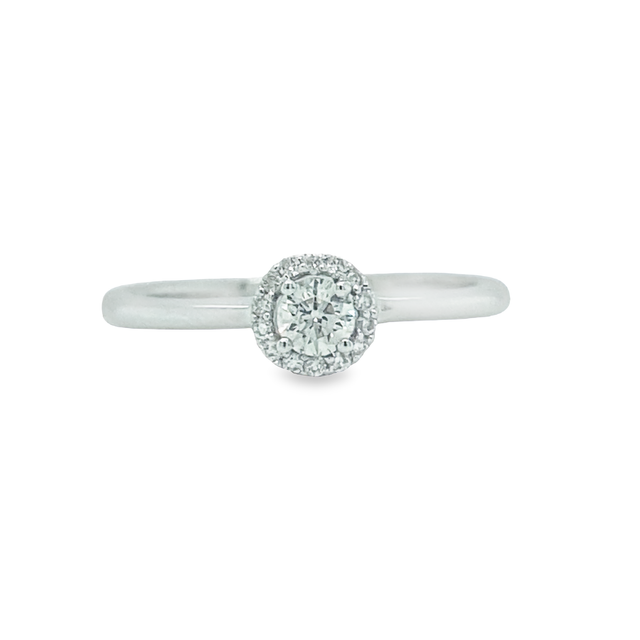 Jai's 18K White Gold Halo Diamond Engagement Ring