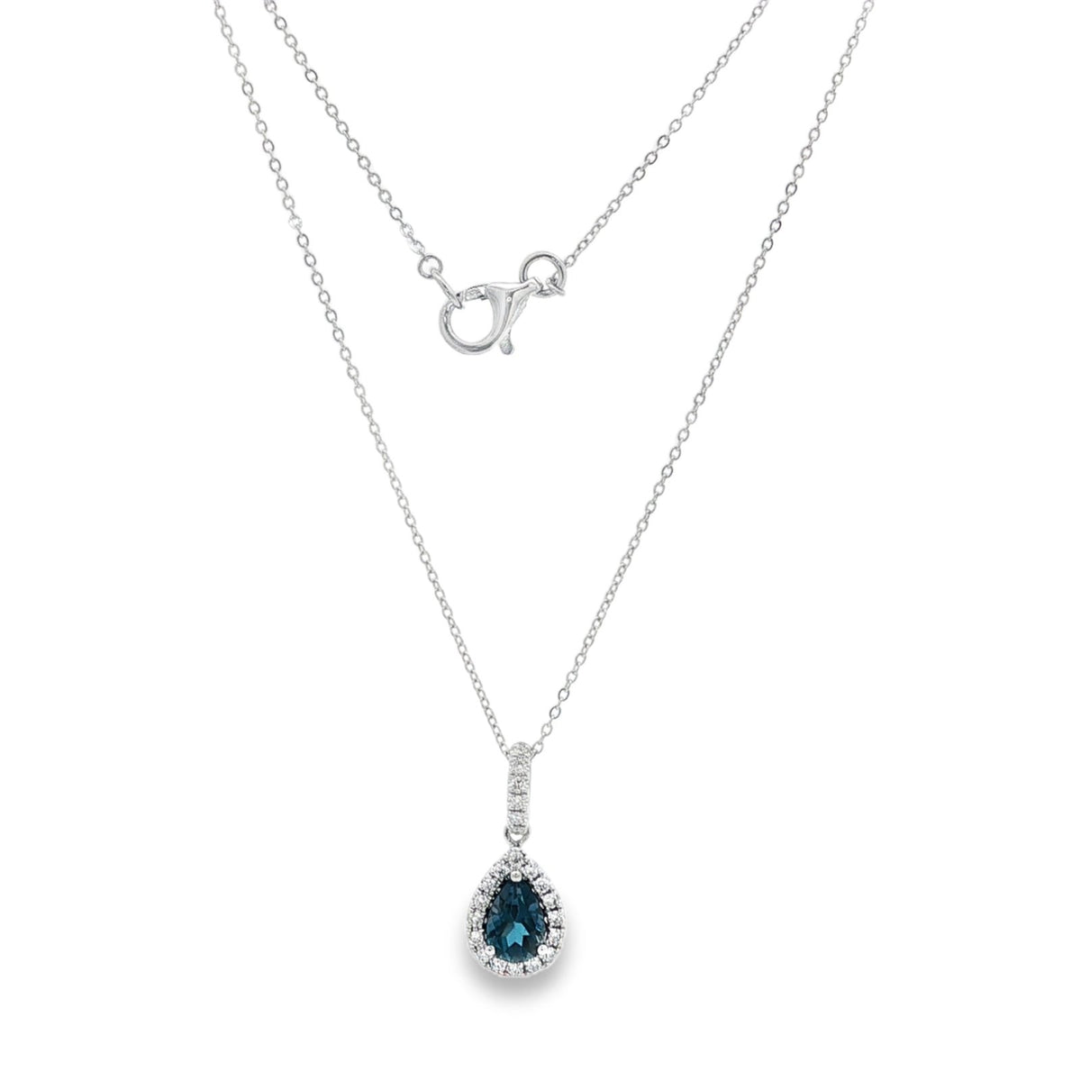 Jai's 14K White Gold Teardrop-cut Blue Topaz & Diamond Necklace
