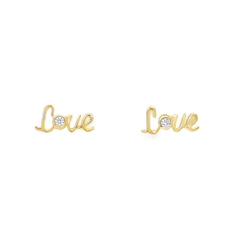Jai's 14K Yellow Gold Diamond Love Studs