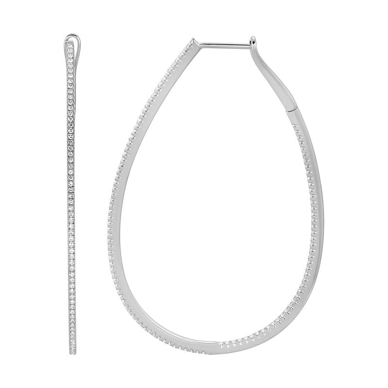 Jai's 14K White Gold Diamond Oval Inside-out Hoops