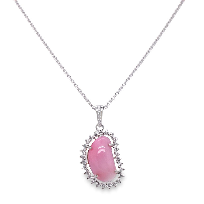Jai's 14K White Gold Conch Pearl & Diamond-lined Necklace