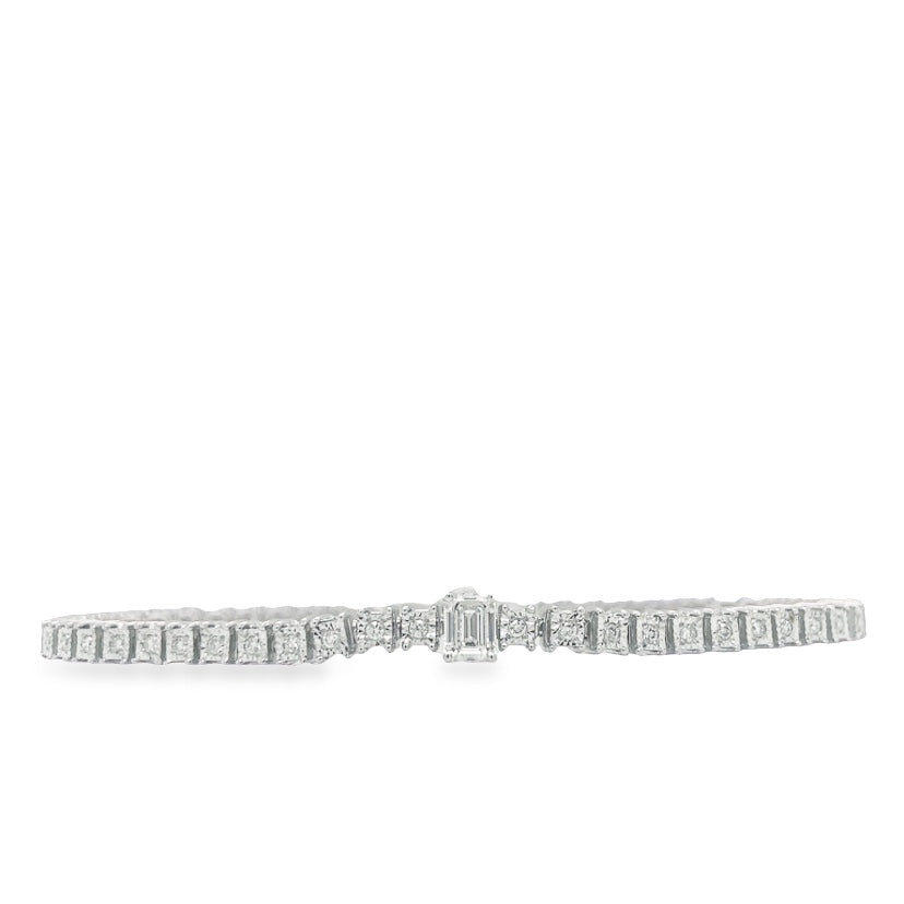 Jai's 14K White Gold Emerald-cut Diamond Bracelet
