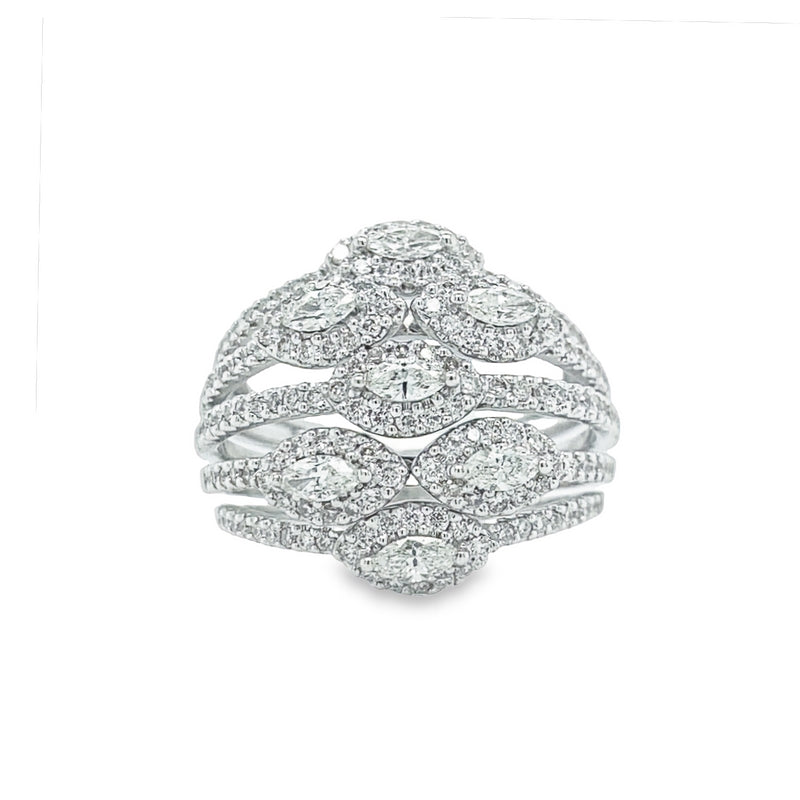 Jai's 18K White Gold Five-row Diamond Ring