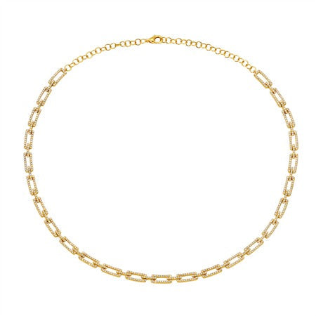 Jai's 14K Yellow Gold Pave Diamond Link Necklace