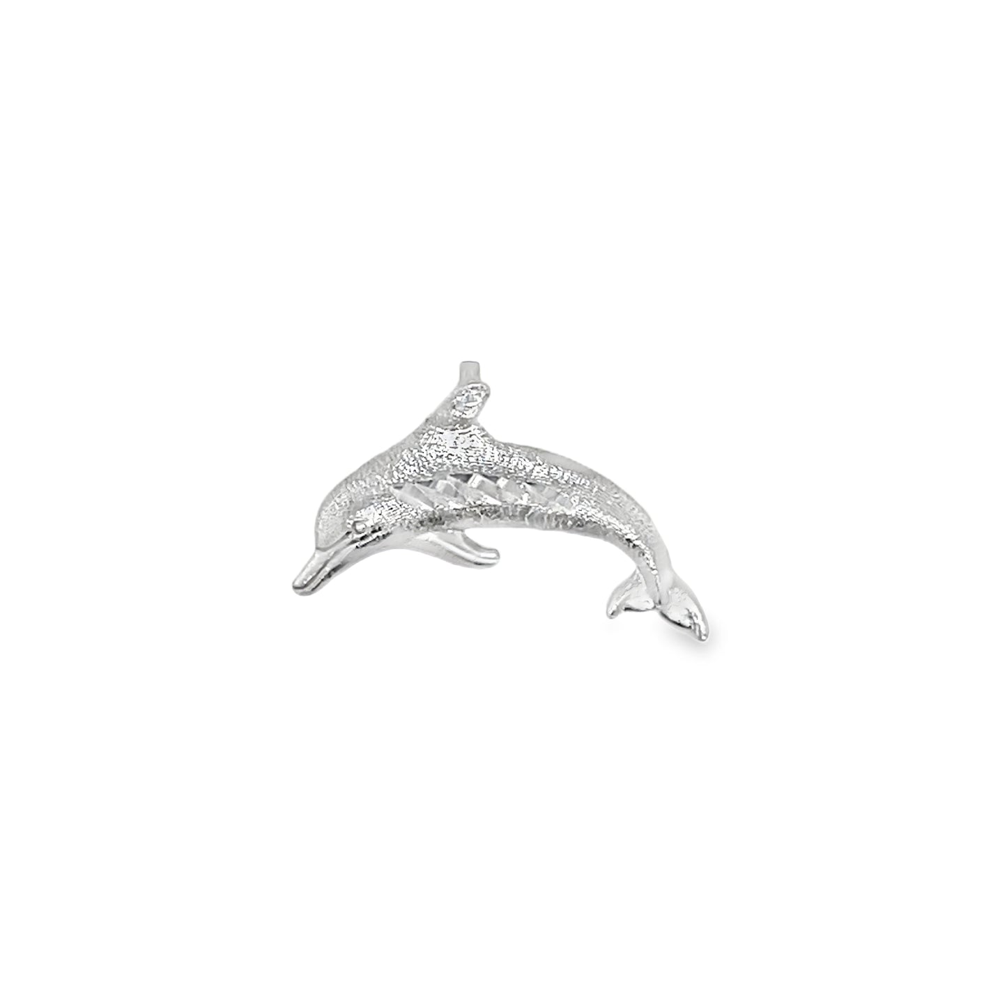 Jai's 14K White Gold Etched Dolphin Pendant
