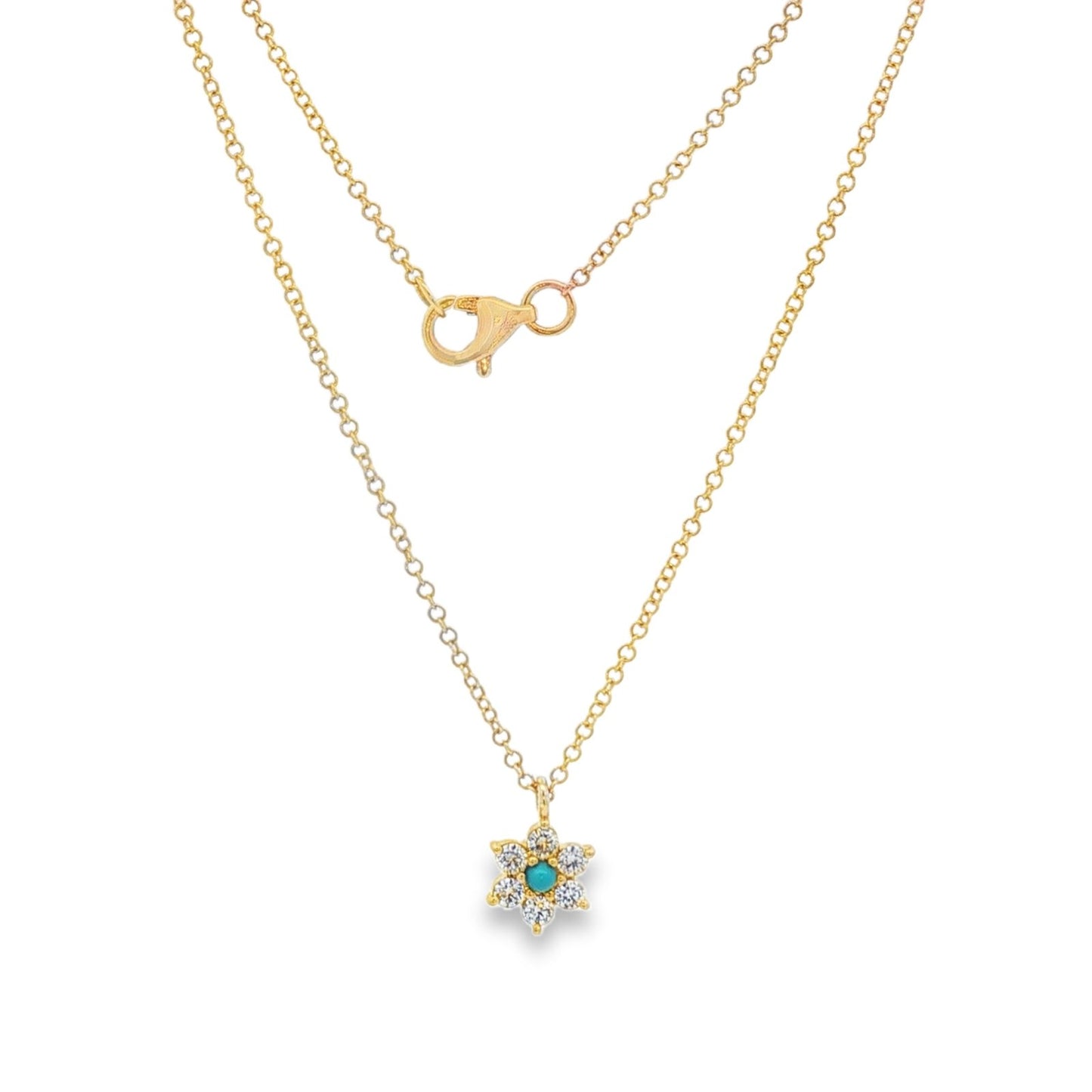 Jai's 14K Yellow Gold Turquoise & Diamond Floral Necklace