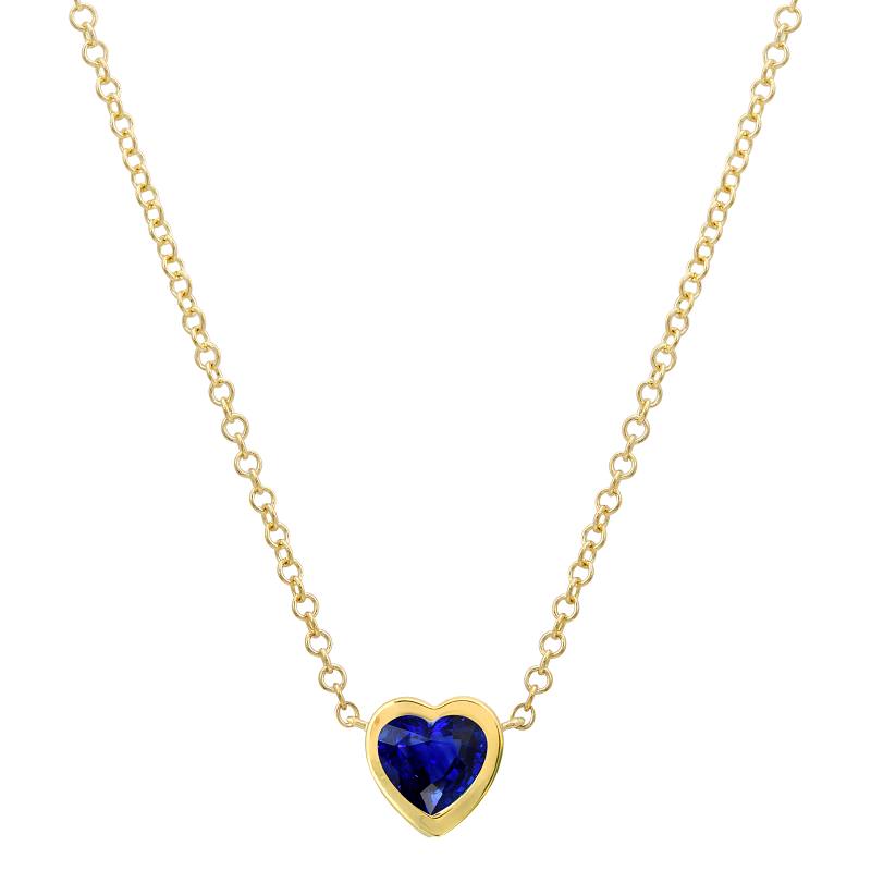 Jai's 14K Yellow Gold Sapphire Heart Necklace - 18"