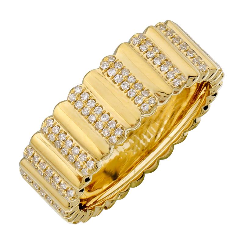 Jai's 14K Yellow Gold Thick Ridged Diamond Ring