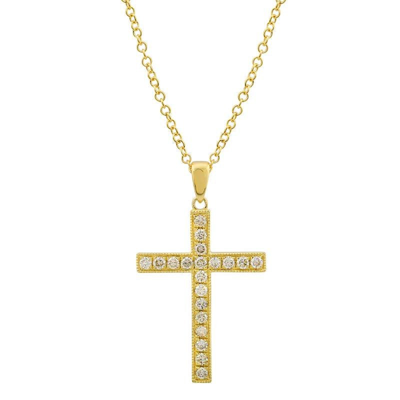 Jai's 14K Yellow Gold Diamond Cross Necklace - 18"