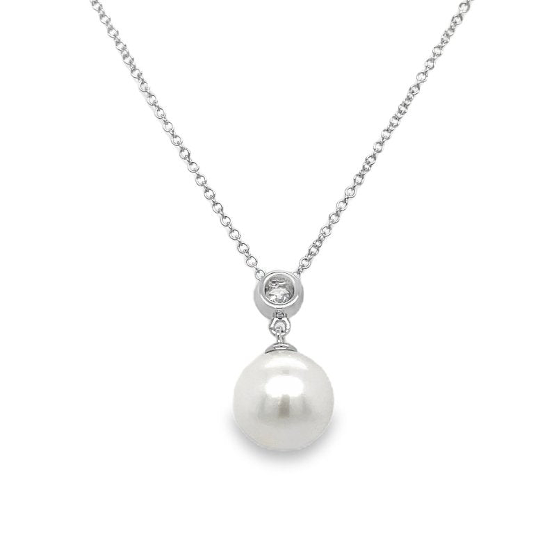 Jai's 14K White Gold Solitaire Diamond & Pearl Necklace
