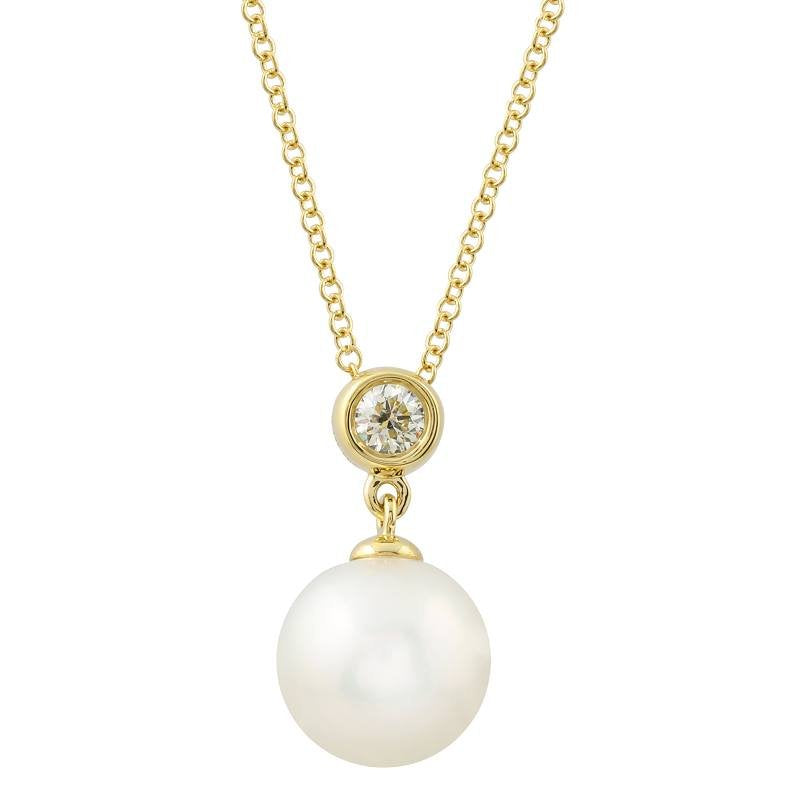Jai's 14K Yellow Gold Solitaire Diamond & Pearl Necklace
