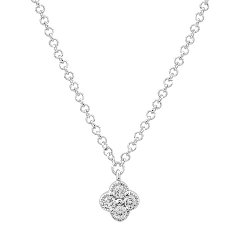 Jai's 14K White Gold Diamond Clover Necklace - 18"