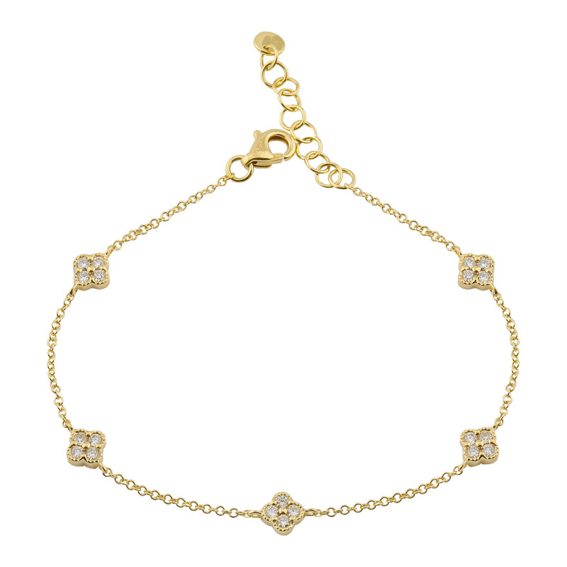 Jai's 14K Yellow Gold Diamond Clover Bracelet