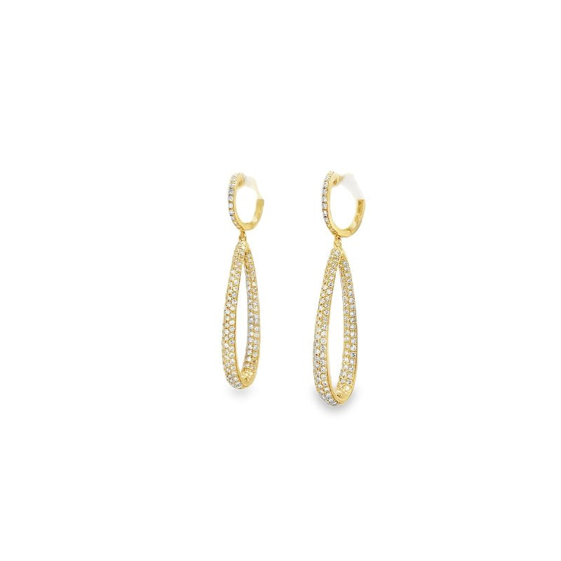 Jai's 14K Yellow Gold Oval Pave Diamond Drop Earrings