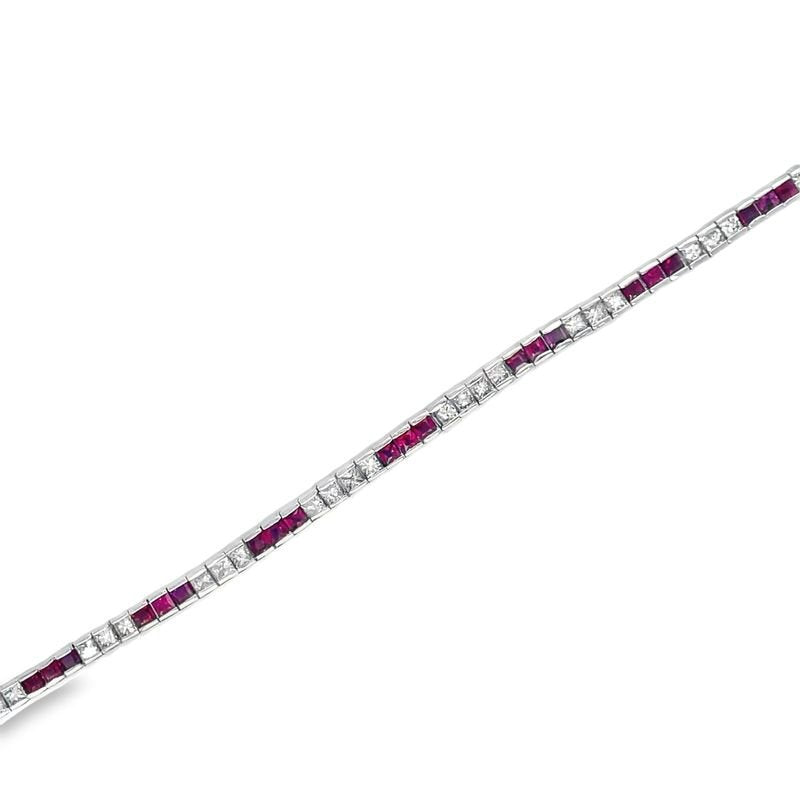 Jai's 14K White Gold Ruby & Diamond Tennis Bracelet